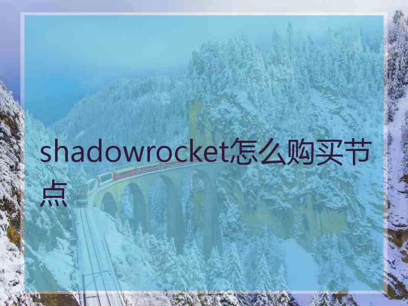 shadowrocket怎么购买节点